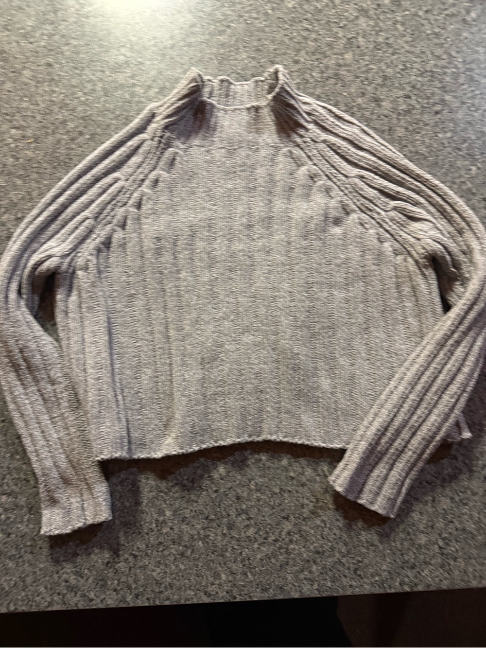 American Eagle Outfitters Light Gray Ribbed Mock Neck Sweater